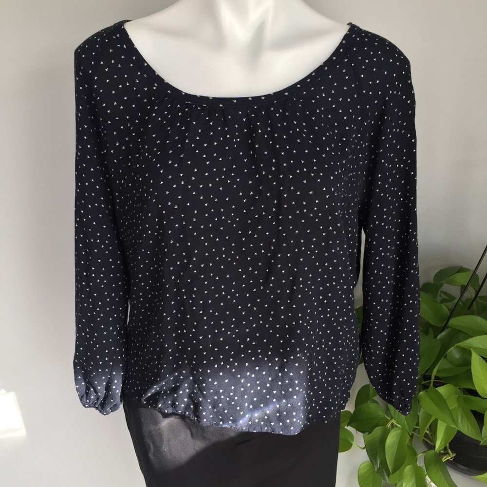 LOFT • Navy Blue 3/4 Sleeve Top